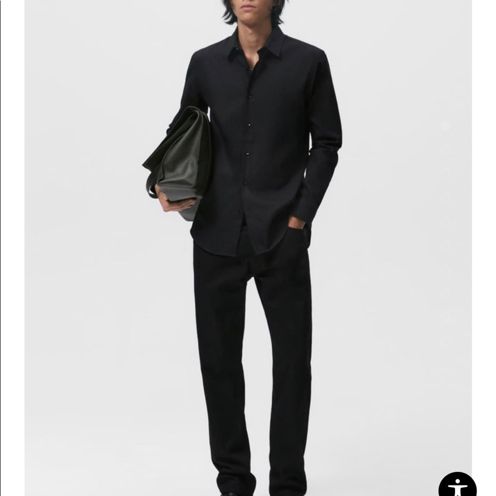 Zara men’s black textured slim fit shirt size XL